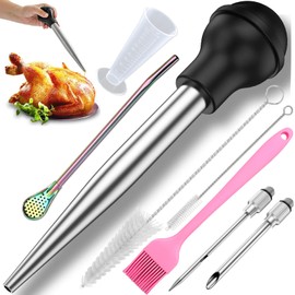 Yoki Peony Turkey Baster Syringe Turkey Injector Cooking Seasoning Pump Commercial Grade Roast Duck Turkey Roast Cream Pump