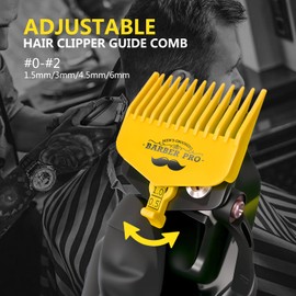 Hair Clipper Guards Guide Combs, Adjustable Hair Clipper Cutting Guides/Combs -from 1.5MM to 6MM, with 2 screw, Compatible with Most Clippers (Yellow)