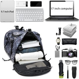 FUNYAGO Gym Duffle Bag Waterproof black Laptop Backpack Suitable for Hiking, Fishing, Travel 40L Large Capacity Trendy Cool Lightweight Backpack for Men and Women