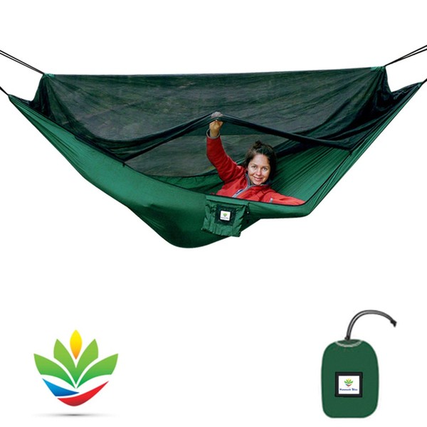 Hammock Bliss No-See-Um No More - The Ultimate Bug Free Camping Hammock - 100" / 250 cm Rope Per Side Included - Fully Reversible - Change The Way You Camp Forever