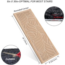 8" x 30" Stair Tread Carpet, 15PCS Non-Slip Stair Treads for Wooden Steps Indoor Staircase Carpets Runners Rugs Safety with Reusable Adhesive for Elders, Kids and Dogs