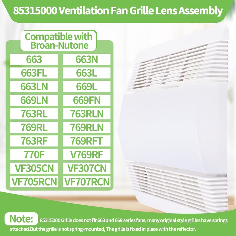 85315000 Replacement Ventilation Fan Grille Lens for Broan-Nutone Bathroom Exhaust