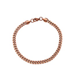 TOPGRILLZ Stainless Steel Link Bracelet for Men 4mm Cuban Link Silver Bracelets for Women Minimalist Jewelry Gifts (Rose Gold, 8)