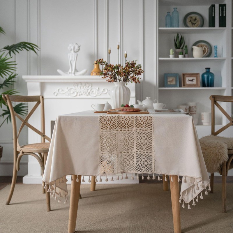 Cream Table Cloth - 140 X 180CM Christmas Table Cloth,
