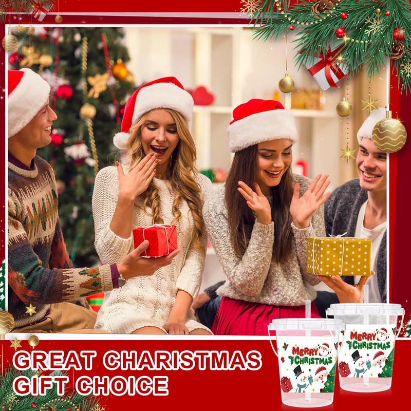 Shinymoon 20 Pcs Christmas Plastic Buckets Bulk Merry Christmas Cups