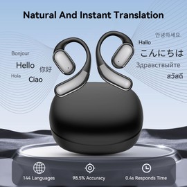 AI Language Translator Earbuds Real-Time Multifunctional Translation for 144 Languages & Accents Wireless Bluetooth Earbuds with APP Compatible iOS Android Ideal for Travel Business Learning