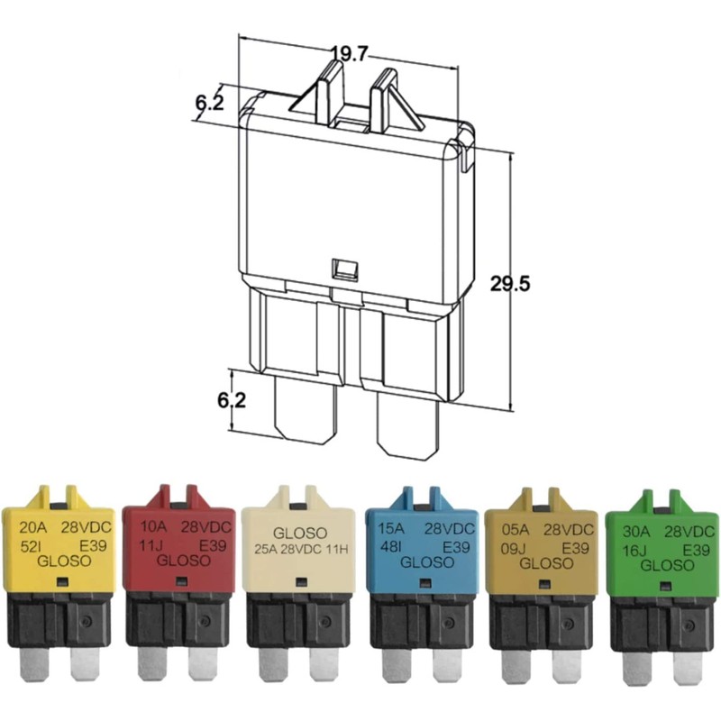 RKURCK 12V-28V DC Manual Reset Low Profile ATC Circuit Breaker