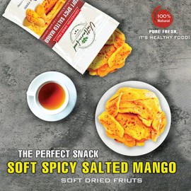 SOFT SPICY SALTED MANGO 5.29oz (150g) VIETFARMFOOD: Convection dried fruit with a little sugar, salt, chili natural sweet, soft when chewed. Suitable for snack, topping, healthy dessert for all age