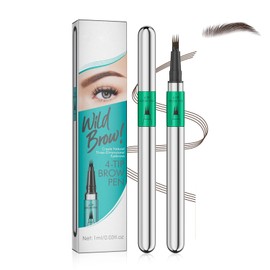 Microblading Eyebrow Pen - 4 Tip Black Brown Eyebrow Pencil - Upgraded 3D Waterproof Microblading Eye Brow Pen - Rapid Natural Eyebrow Makeup