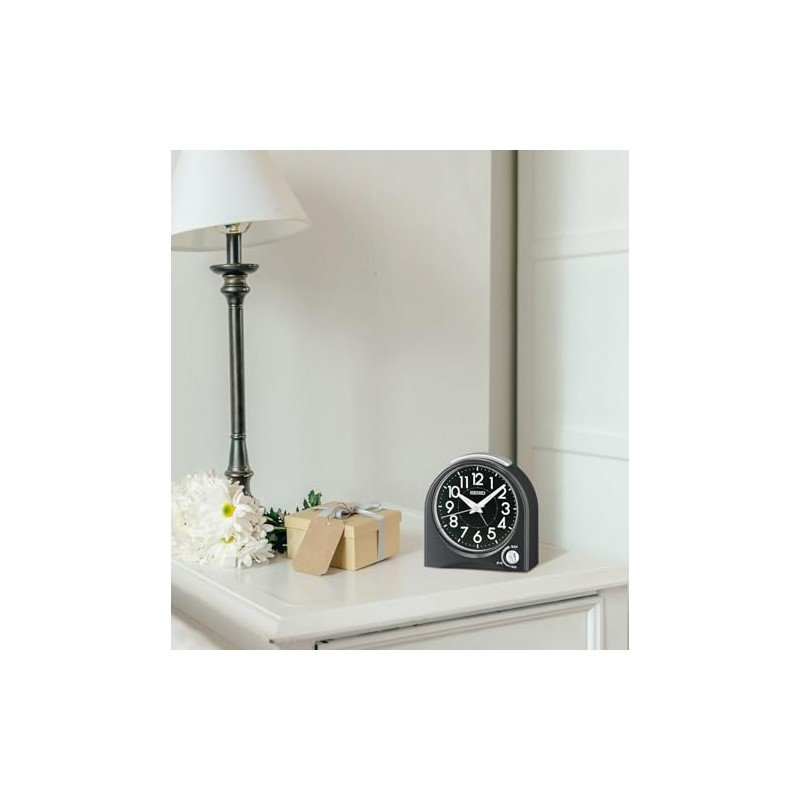SEIKO Maris Non Ticking Desk/Alarm Clock, Black