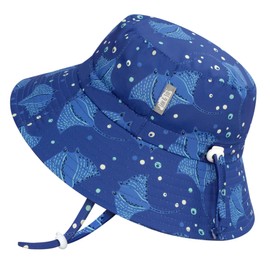 Jan & Jul Boys' Quick Dry Bucket Hat for Swimming, Water Resistant Beach Hat for Babies (S: 0-6 Months, Manta Ray)