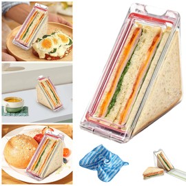 Triangle Sandwich Container,Triangle Sandwich Container Reusable,Triangle Sandwich Box with Lids & Towel,Portable Breakfast Sandwich Boxes,Washable Sandwich Container Triangle Bags for Lunch (1/Set)