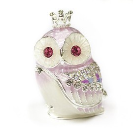 ex516-3 Top Brand of Crystal Jewelry Box Peerth < Crown Owl Snow Lavender > [Shop directly managed by Pierth]