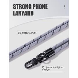 Project-cb Phone Lanyard×1,Phone Tether Tab×2, Crossbody Cell Phone Lanyard,Rope Lanyard,Universal Adjustable Phone Strap(Gray)