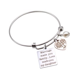 DYbaby Wedding Jewelry Gift-Marriage Made You My Family Love Made You My Daughter Pendant Necklace for Stepdaughter and Daughter in Law (Charm Bracelet)