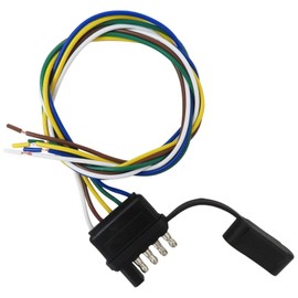 Qblahip 5 Way Flat Trailer End Connector: 18AWG Copper Extension Harness w/Color-Coded Bonded Wires & Waterproof Dust Cover