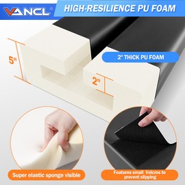VANCL I-Beam Flange Pad - 3FT Tall, 2" Thick High-Density Sponge Padding with Durable Mesh Cloth Cover, Fits 6 Inch Flanges for Gym, Garage, Court Safety, Black