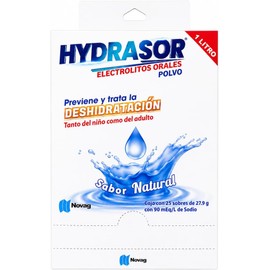 Electrolitos Orales Caja con 25 Sobres de 28.4 G con 90 Meq/l de Sodio. Previene y Trata la Deshidrataci?n Tanto del Ni?o Como del Adulto (Sin Sabor)