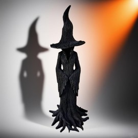 CDSHDZZ Cracker Barrel Witch Statue，2025 Tree-Rooted Robes & Crooked Hat Design，Dark Fantasy Decor，Collectible Gift for Halloween Enthusiasts (7.8 inches)