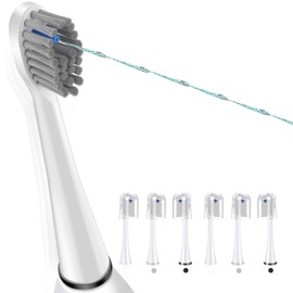 LEDOSAKO Replacement Flossing Toothbrush Heads, Compatible for WaterPick Sonic Fusion and Sonic Fusion 2.0, with Cyrstal Covers (Full(6Packs), White)