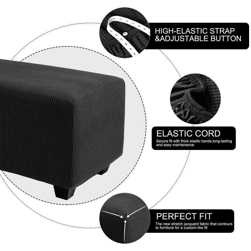 PiccoCasa High Stretch Ottoman Cover with Elastic Bottom, Soft Slipcover