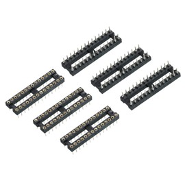 sourcing map DIP IC Chip Socket Adapter Flat Pin 28P 2.54mm Pitch IC Socket for PCB Board Chip 6 Pack