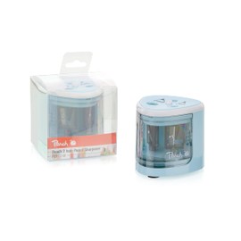 Peach PO102 Electric Universal Pencil Sharpener, Incl. Replacement Parts, for all Pencils, Crayons, Eyeliner and Wax Crayons, Double Sharpener for Pencils from 6-8 mm and 9-12 mm, Blue