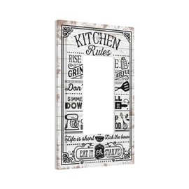 Funny Farmhouse Rustic Decorative 1 Gang Single Decorator GFCI/Rocker Wall Plate Dining Room Restaurant Kitchen Rules Wood Cafe Coffee Electrical Receptacle Outlet Light Switch Cover for Dimmer, USB