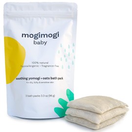 mogimogi baby Organic Oatmeal Bath Soak for Baby, Kids & Sensitive Skin C Washes & Soothes Eczema, Diaper Rash, and Dry Itchy Skin C Soap Free, 100% Natural & Fragrance-Free, 3 Packs C Made in USA by mogimogi baby