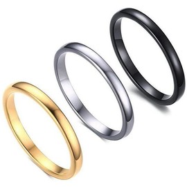 Jude Jewelers 3 Pack, 2MM Thin Stainless Steel Stackable Wedding Band Enhancer Ring (Silver Gold Black, 11)
