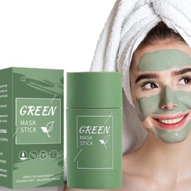 Green Mask Stick, Grüner Tee Maske, Grüner Tee Purifying Clay Stick Mask Ölkontrolle Gesichtsmaske, Mitesser Akne Entferner, Befeuchtet und Kontrolliert das öL, Alle Hauttypen Geeignet