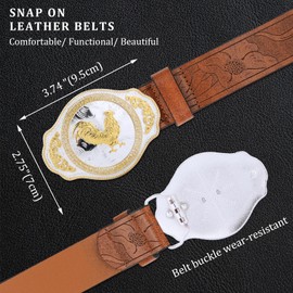 Fibbadet Belt Buckle for Men and Women Rooster Western Cowboy Golden Belt Buckle