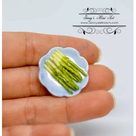 SMA 1:12 Dollhouse Miniature Asparagus on Plate F013