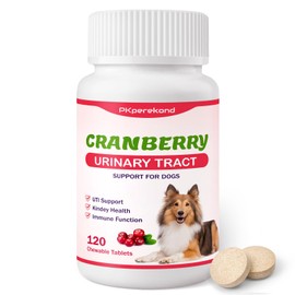 Cranberry for Dogs, 120 Chewable Tablets, UTI Treatment for Dogs, Urinary Tract Support, Promote Kidney and Bladder Health, Cranberry Supplement for Dog
