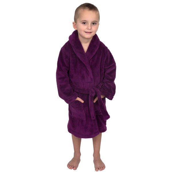 TowelSelections Big Boys’ Robe, Kids Plush Shawl Fleece Bathrobe Size