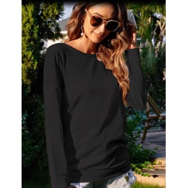 Black Plus Size Long Sleeve Tops for Women Dressy 2X Oversized Solid Color Lightweight Sweaters