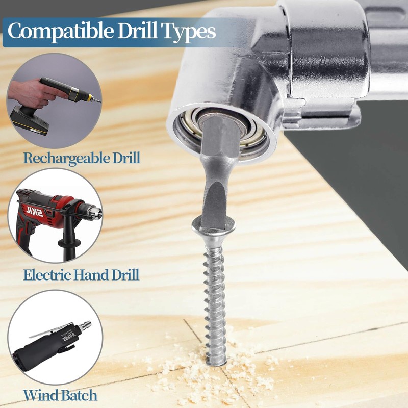 SI SEN Angle Screwdriver Attachment, Set of 12 Electric Screwdrivers,