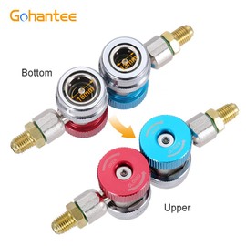 gohantee R134A Adapter Fittings Quick Coupling High Low AC Freon Manifold Hose Conversion Kit 1/4" SAE HVAC with Brass Adapter 1/4" Female Thread 1/2"