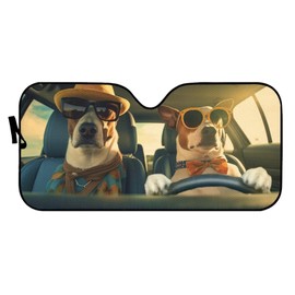 Tomeusey Funny Dog Car Windshield Sun Shade, Foldable Sunshade for Front Window,UV Reflector Sun Protection Auto Windshield Sun Shades Cover