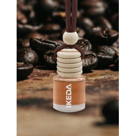 Ikeda Car Scent: Hanging Car Air Freshener | 10ml Round Hanging Car Decoration | With Vent Clip | For Car Home | 1 Piece (10ml Round x 1 Piece, Coffee)