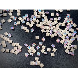 Crystal AB, Preciosa Czech MC Square Maxima Rhinestones Style 435-23-211 in Size 4x4mm, 72 Pieces, Silver Foiled, P914