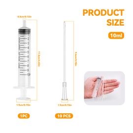 11 Piece Syringe with Hose Set, 10 ml Syringe, Pigeon Accessories, Bird Accessories Wind-Up Syringe, Breeding Bottle Feeding Syringe, Feeder Feeding Probe, Baby Young Birds Feeding for Water,