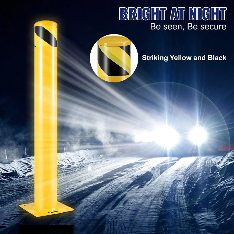 42-Inch Height Safety Bollard 4.5-Inch Diameter Yellow Steel Pipe 8