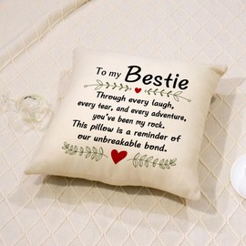 ACAROMAY To My Bestie Gifts This Pillow Is A Reminder of Our Unbreakable Bond Cushion Cover Pillowcases for Beties Soul Sisters Unbiological Sister Cushion Decorative Keepsake (Bestie)