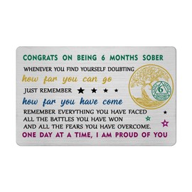 6 Months Sobriety Card for Women Men- 6 Month Sober Anniversary Birthday Gifts Keepsake for Him Her