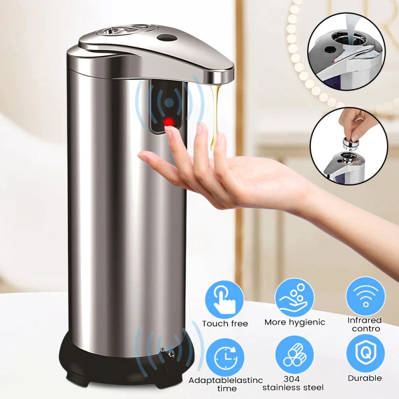 Unbranded Touch-Free Rechargeable Soap Pump Dispenser Auto Handfree Sensor Stainless