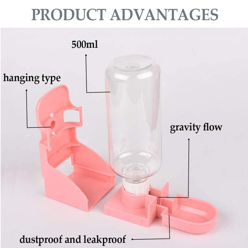 kathson Rabbit Water Bottle, 17oz Hanging Water Fountain Automatic Dispenser