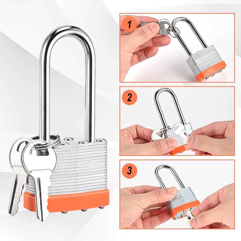 6pcs Solid Keyed Alike Padlock with 12 Same Keys &