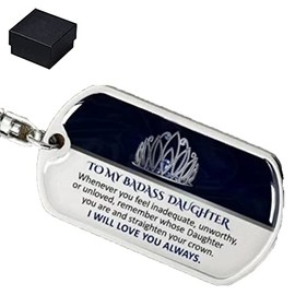 To My Daughter Gift Keychain, Keepsake for Granddaughter Keychain, Grandma Keychain, Engraved Stainless Steel Key chain (Daughter, Sliver)