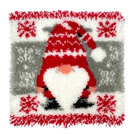 Christmas Gnomes Latch Hook Kits for Adults Kids, Beginners DIY Latch Hook Pillow Kit Pre-Printed Hook and Latch Rug Kits Cross-stitch Embroidery Cushion Cover for Home Sofa Decoration 17x17 in.